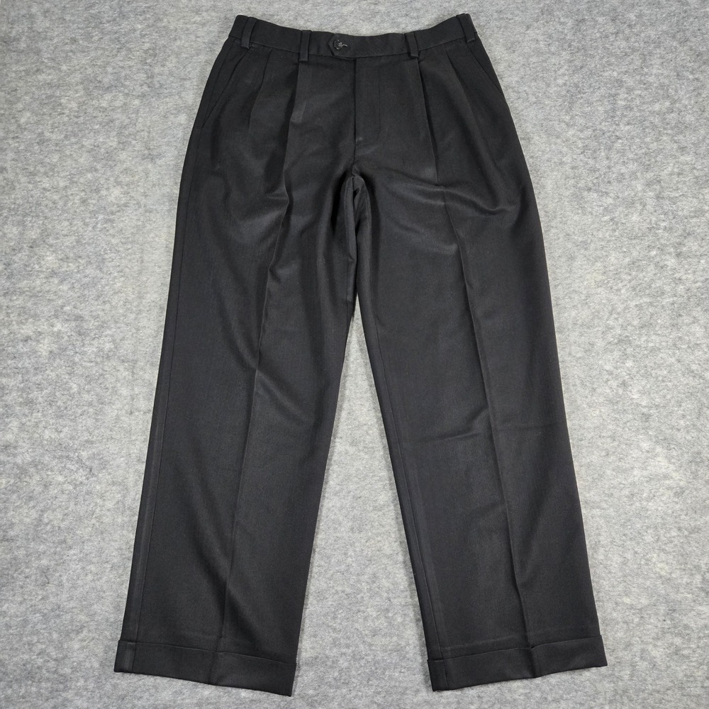 IZOD Black XFG Double Pleated Cuffed Dress Pants Mens 32x32
